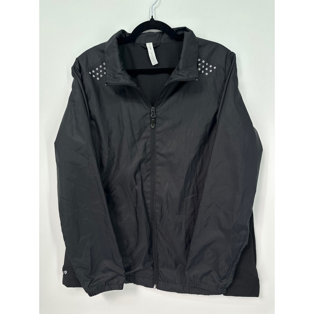 Ideology Women's XL Black Lightweight Running Jacket Full Zip Reflective 0318